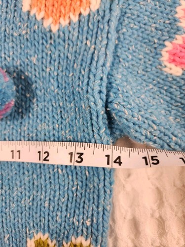 Handmade Native Knit Child Zip Cardigan Hoodie Gnome Hearts Rainbow Wool Cotton - Picture 3 of 5