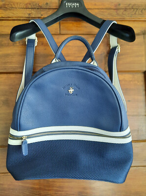 Kaum benutzt! Rucksack Beverly Hills Polo Club Damen Kunstleder blau beige