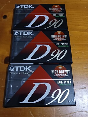 New Sealed TDK D90 Audio Cassette Tapes High Output IEC1 Type 1 Lot of 3