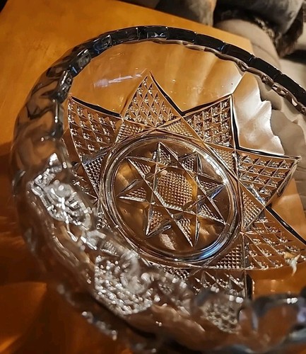 Rare Antique EAPG Pattern  Lancaster Glass Star 7" Round Serving Bowl Candy Dish - Picture 8 of 17