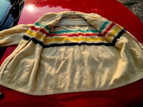 Vintage Wool Rainbow Jacket Made from Genuine HUDSONS BAY 4Point Blanket Fabric - Picture 12 of 13