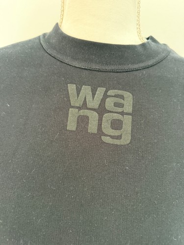 Alexander Wang Puff Logo Pullover Long Sleeve Structured Terry Black Sweatshirt - Picture 3 of 7