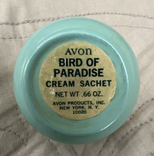 Vintage Avon Bird of Paradise Cream Sachet Fragrance Clear Glass Jar .66 oz - Picture 3 of 3