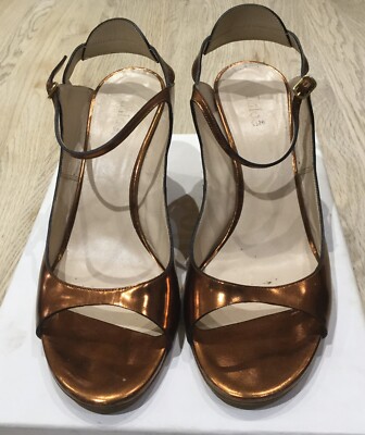 Chloe copper colour patent leather heeled Size 40 UK