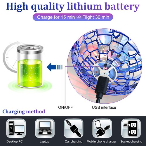 Flying Orb Ball Spielzeug handgesteuert RGB Licht Magic Hover Bumerang Kugel Spinner - Bild 2 von 14
