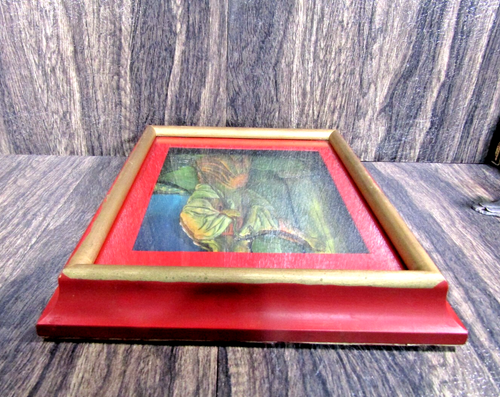 VTG Jesus "I Stand at the Door & Knock" 3D Papier Tole 11x14x2 Shadow Box Framed - Picture 6 of 12