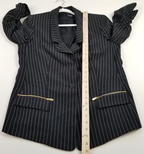 Jones New York Suit Blazer Jacket Women’s 12 Black White Striped ¾ Ruched Sleeve - Bild 9 von 10