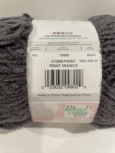 Lion Brand Let's Get Cozy • Chenille Appeal Yarn • STORM FRONT • (284 yards) - Picture 2 of 3