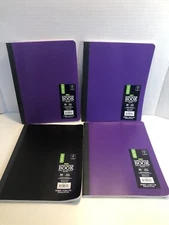 4- pen+gear composition book 80 Sheets Durable POLY Cover, WIDE RULED Purple Blk