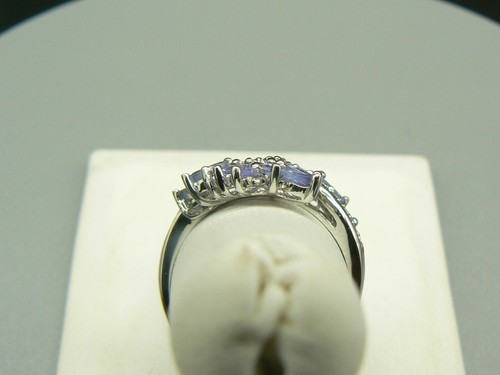 Anello cocktail in oro bianco 10 kt marchesa tanzanite e diamanti bypass misura 8 - Foto 6 di 9