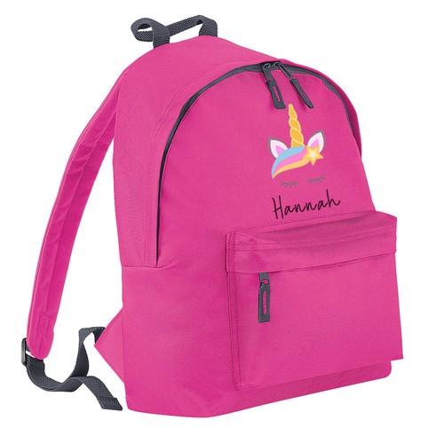 Personalised Name Unicorn Backpack Kids Girls Boys School Nursery Bag Rucksack - Picture 3 of 4
