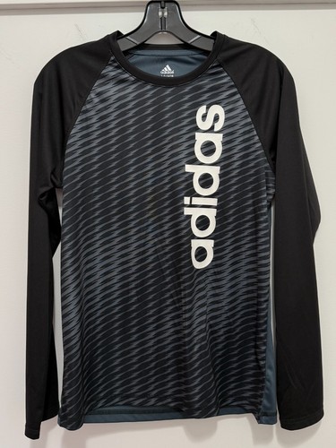 Adidas Base Layer Activewear grau & schwarz Langarmshirt Kinder Größe Large (neu ohne Etikett) - Bild 1 von 2