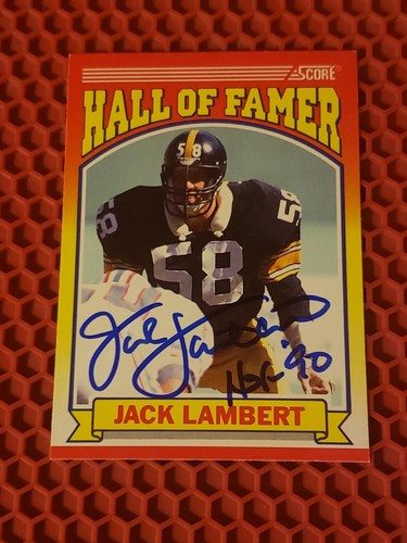 score autographed jack lambert card with coa and event ticket with hologram