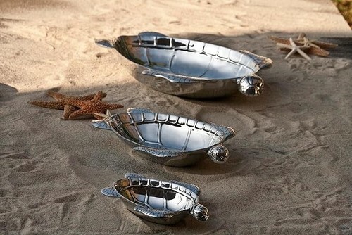 LARGE Authentic Beatriz Ball Silver Ocean Turtle Bowl, NEW - Picture 11 of 11