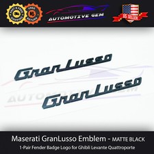Maserati GranLusso Emblem Matte Black Fender Letter Badge Logo OEM Quattroporte