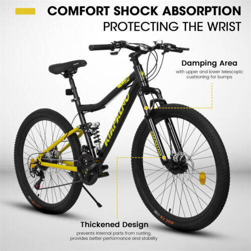 26In Unisex Mountain Bike 21-Speed Fork Plus Shock Absorber Aluminum Bicycle - Picture 3 of 9