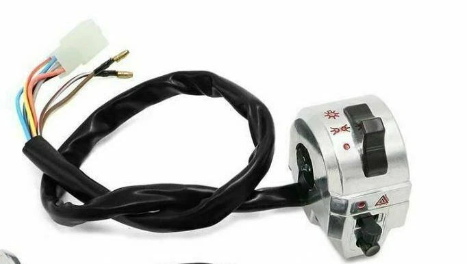 Arranque eléctrico moto 7/8"+luces+interruptor derecho Hazzard aluminio cromo Foto 2 de 4