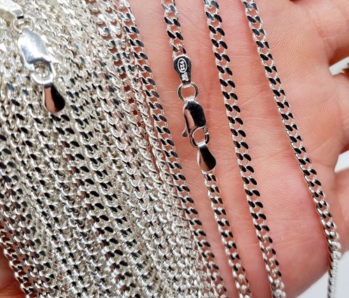 Sterling Silver Chain Necklace Chunky Curb Stamped 925 Jewellery - 3mm - 18inch - Picture 7 of 12