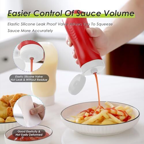 Condiment Squeeze Bottles for Ketchup Hot Sauce Liquids Oil with 11 oz 8 Pack - Picture 3 of 7