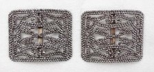 PAIR Elaborate Antique CUT STEEL SHOE CLIPS France ART DECO