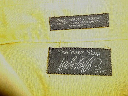 The Men's Shop LORD & TAYLOR Button Front Shirt XL 17-17 1/2 Yellow Poly Blend - Picture 4 of 5