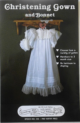 Gooseberry Hill Baby Christening Gown Bonnet Sewing Pattern Newborn-3 Months