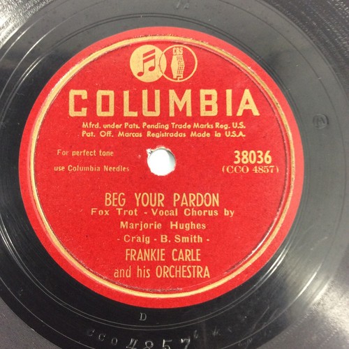 Frankie Carle and his Orchestra 78 rpm Record Beg Your Pardon Columbia - Picture 2 of 8