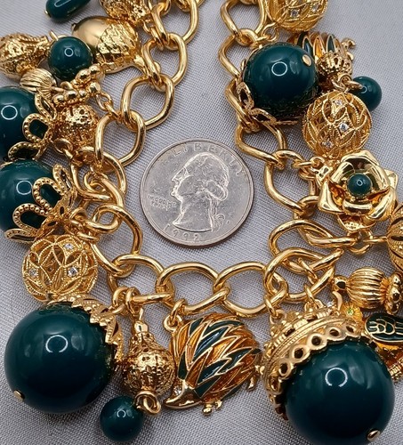 Talbots Green & Gold Charm Necklace Owl, Acorn, Porcupine, etc New MSRP $79 - Picture 6 of 9