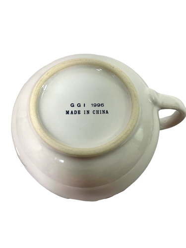 Übergroße Kaffeetasse & Untertasse Blumenmuster Keramik GGI 1996 Tischregal Dekor - Bild 8 von 9