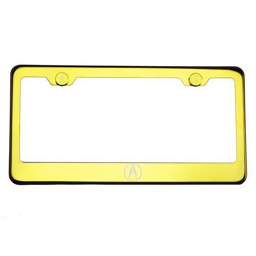 Gold Chrome License Plate Frame T304 Stainless Steel Laser Engraved Acura Logo - Picture 1 of 11