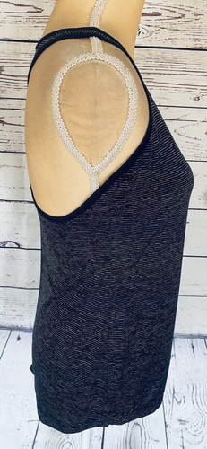 Women’s Small Tank Top Old Navy Active Gray Striped Racerback Scoop Neck - Picture 3 of 12