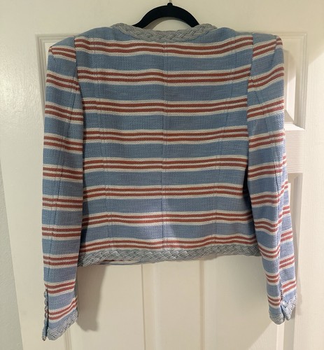 VERONICA BEARD Arrowe Striped MulticolorBlue Braided Trim Jacket Size 12 NWT. - Picture 9 of 9