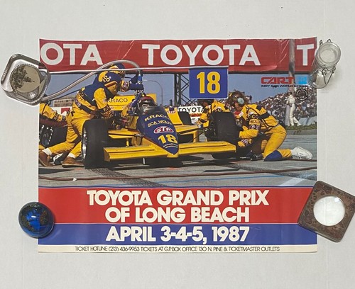 Poster Vintage F1 Grand Prix West Long Beach 1976 e 1987 Originale Stati Uniti Toyota 15B - Foto 2 di 4