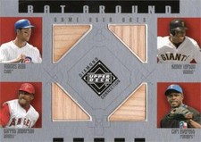 Kenny Lofton, Moises Alou, Garret Anderson & Carl Everett relic bat card #BAALAE