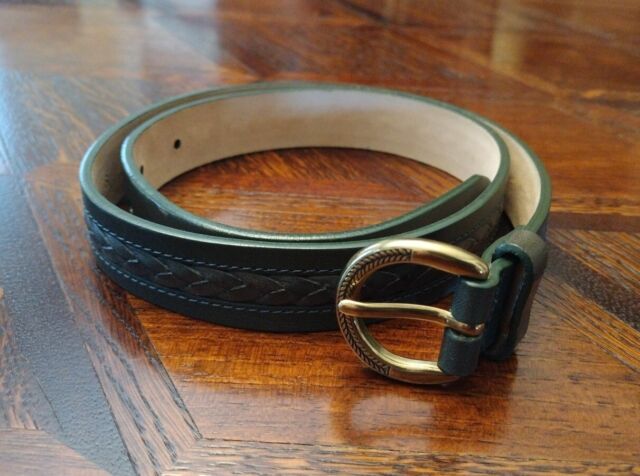 Talbots Green Leather Gold Tone Braided Accent Skinny Belt Small Talbots Green Leather Gold Tone Braided Accent Skinny Belt Small