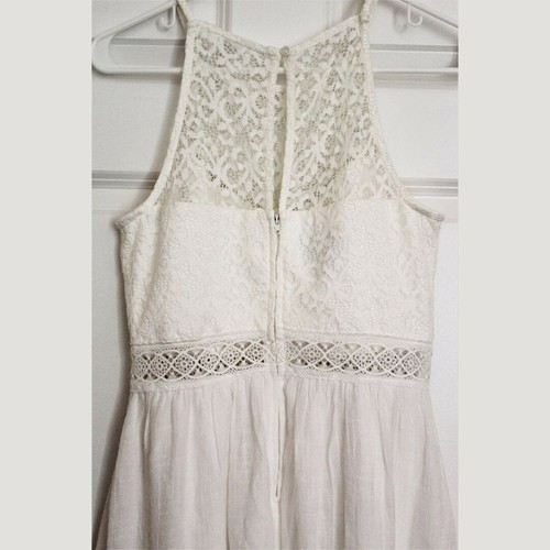 By &by Girls White Lace Crochet Midi Dress Asymmetrical Hem Halter Neck New - Picture 4 of 9