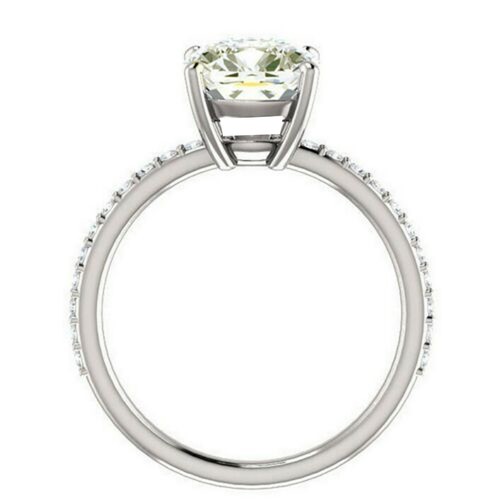 3.02 Ct Vvs1: Near White Round Moissanite Diamond Engagement Ring 925 Silver - Picture 2 of 2