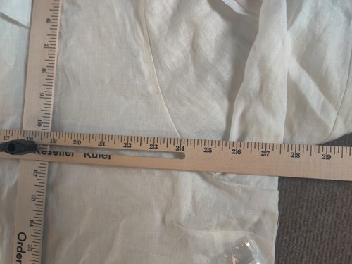 Kim Rogers Signature Blouse Womans Plus 3X Pleated Coastal White Linen Peasant - Picture 13 of 14