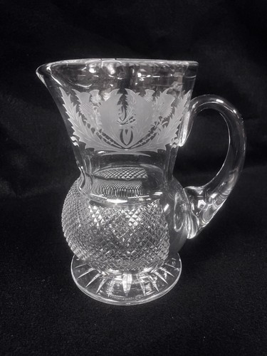 Edinburgh Scotland Crystal Thistle Water Pitcher 7 1/4" Mint Condition Signed - Bild 8 von 13