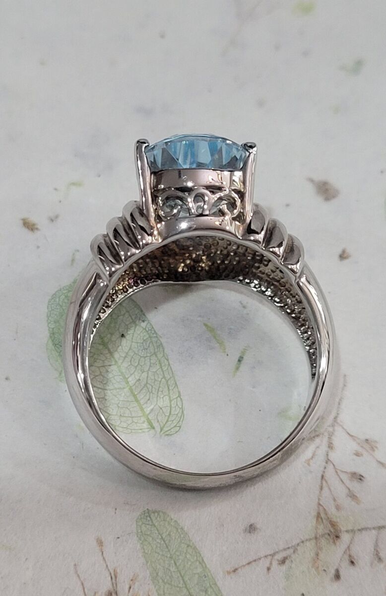 Michael C. Fina Sterling Silver Blue Topaz Pear Cut Cocktail Ring NWOT eBay