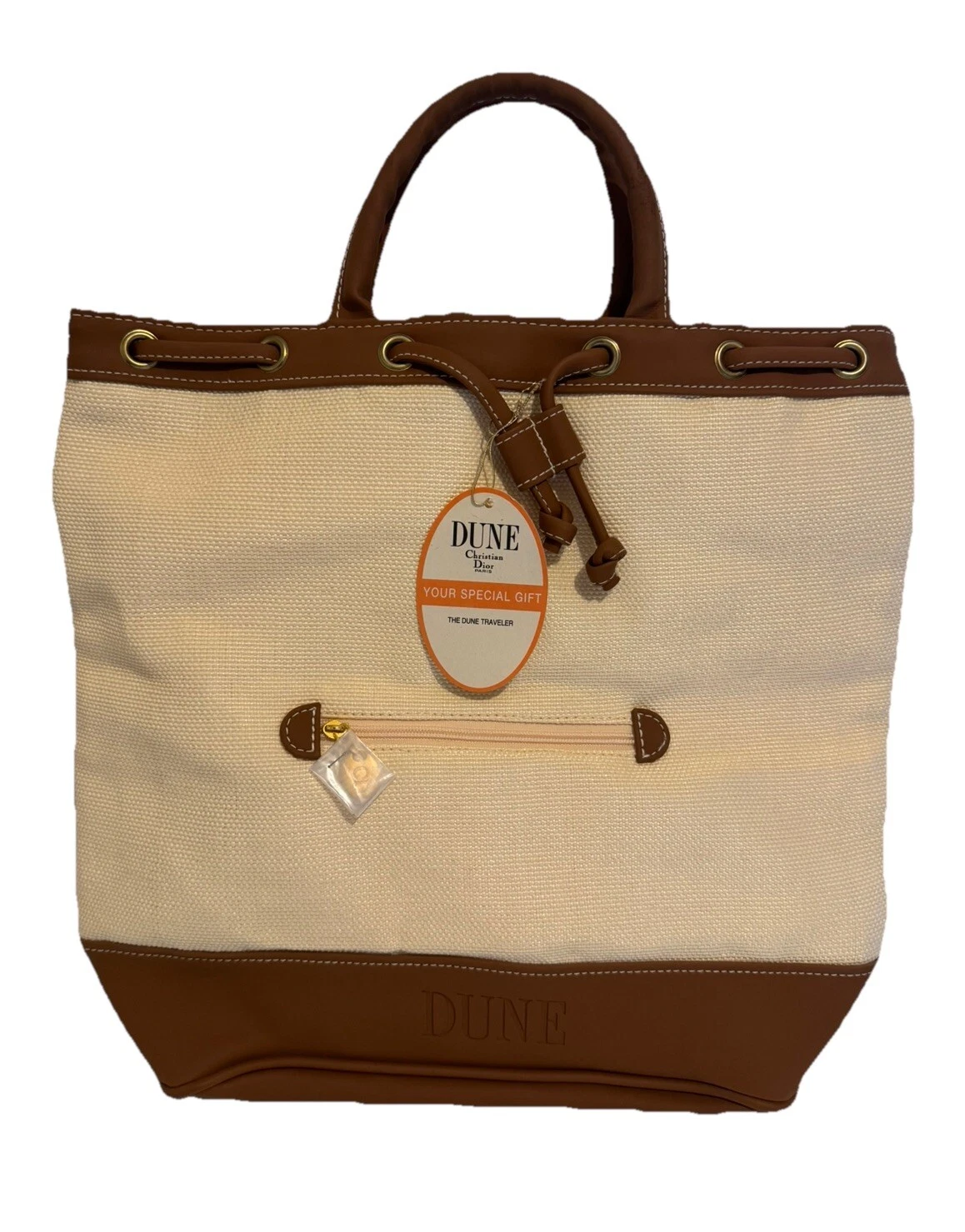 Sac de voyage vintage Christian Dior parfum dune toile fourre tout étiquettes simples écharpe