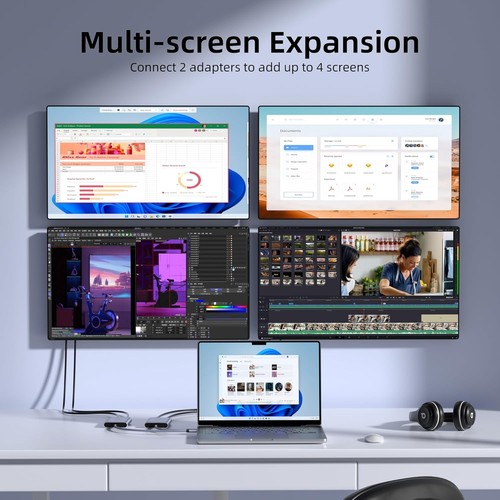 Transform Your Workspace: USB C to Dual HDMI 4K60Hz Adapter for Mac M1 M2 M3 - Picture 7 of 15