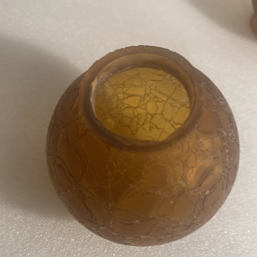 PAR DE PANTALLAS DE LÁMPARA DE CEREBRO GLOBO DE VIDRIO ÁMBAR CRUJIENTE ART DECO VINTAGE TOPACIO - Imagen 6 de 11