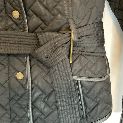 Women’s Quilted Cole Hahn Thermore Belted Jacket Withe Leather Trim Small - Picture 8 of 14