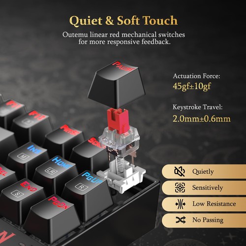 K552 Mechanical Gaming Keyboard, 87-Key Compact, LED Gaming Keyboard with Red... - Picture 4 of 7