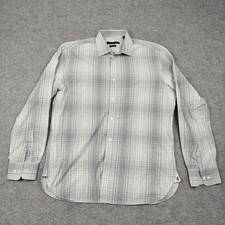 John Varvatos Dress Shirt Mens 16 32/33 Blue Check Regular Fit Long Sleeve