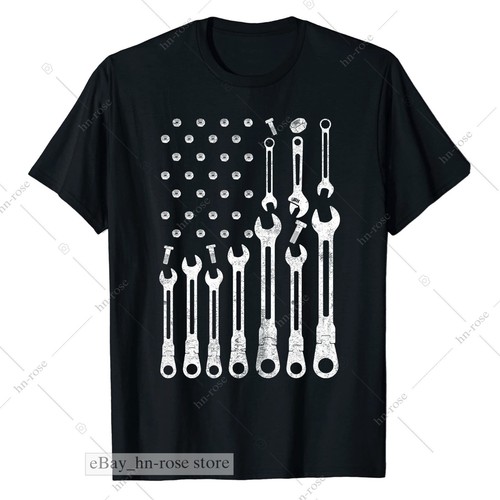 Mechanic American Flag T-shirt USA Patriotic Gift for Garage Dad Auto Repairman - Picture 1 of 6