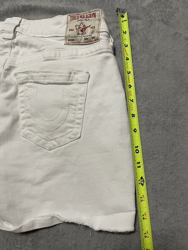 True Religion Womens Jennie Curvy Mid Rise Skinny Denim Jean Shorts 29 Cut Hem - Picture 11 of 14
