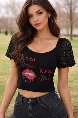 Women's Kinda boujee, Kinda broke crop top