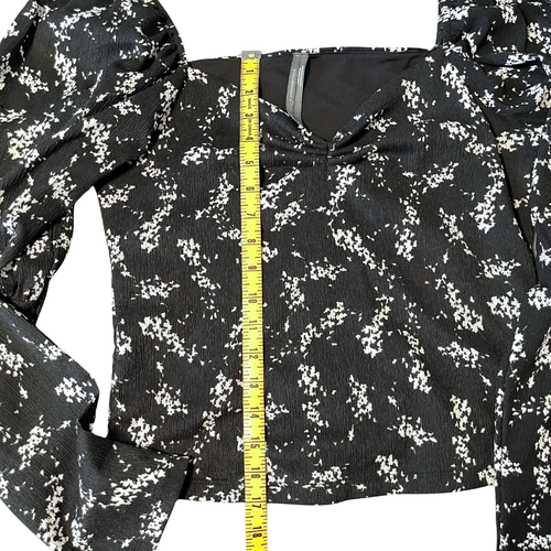 Top Anthropologie Sweetheart donna L nero floreale contadino manica gamba montone - Foto 9 di 9